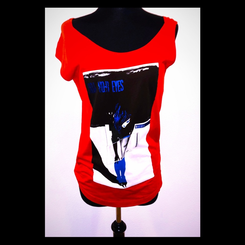 Diesel Red Asymmetric Shortsleeved Punk Shirt